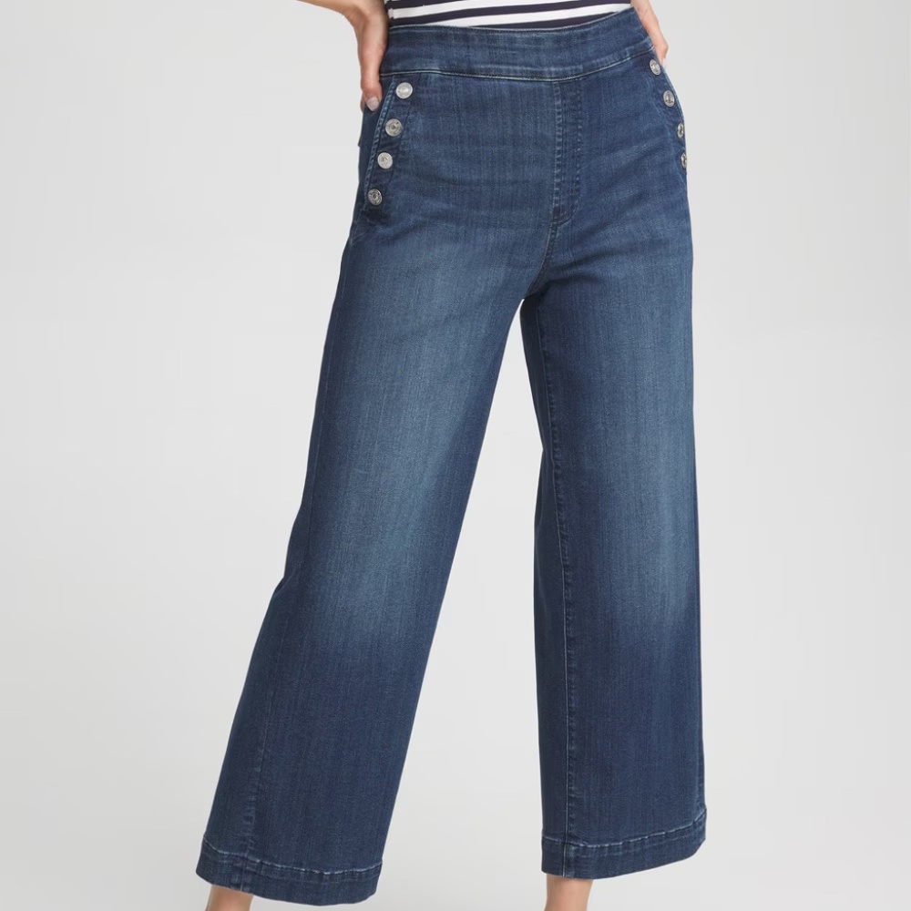 Chico's Pull-On Wide Leg Crop Jean -- EUC